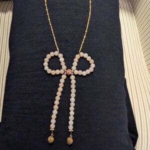Elegant Gold and Pink Beaded Necklace
